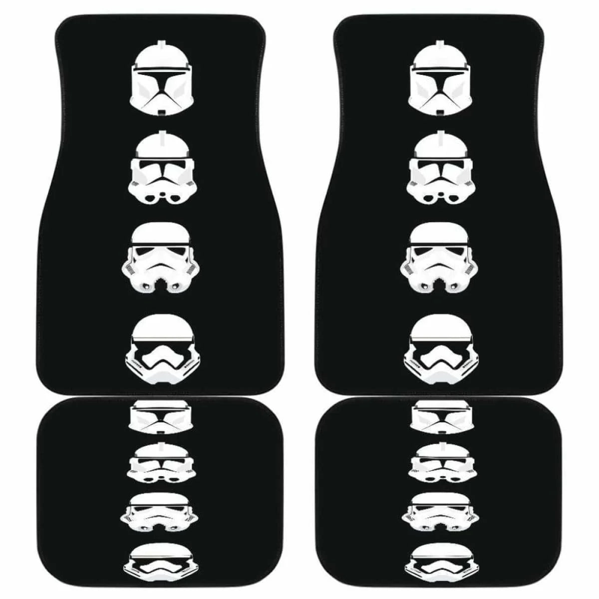 SW Car Mats SW Stormstrooper Mask Head Pattern Car Floor Mats Black White