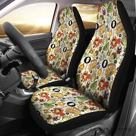 SGhibli Car Seat Covers All Of Ghibli Characters Pattern Seat Covers Colorful