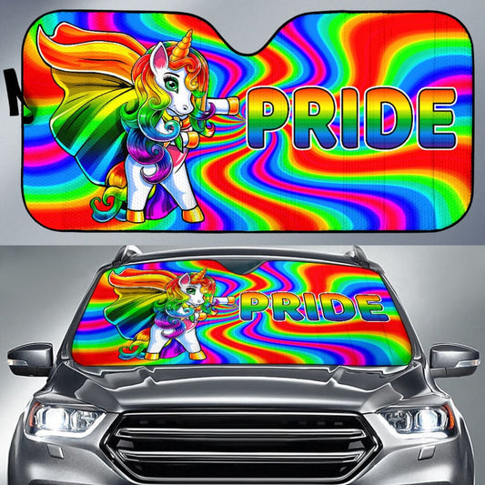 LGBT Car Sun Shade Super Gay Unicorn LGBT Pride Winshield Sun Shade Colorful