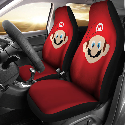 Mario Car Seat Covers Super Mario Face Detail Pattern Seat Covers Red