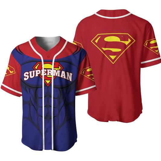 DC Jersey DC Superhero Superman Suit Costume Blue Red Jersey Shirt DC Baseball Jersey Superman Baseball Jersey