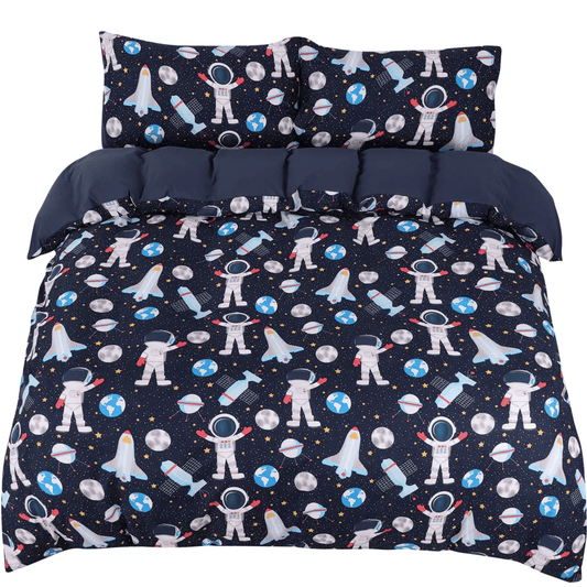 Astronaut Bedding Set Astronaut Satellite Earth Planet Pattern Duvet Covers Black Unique Gift