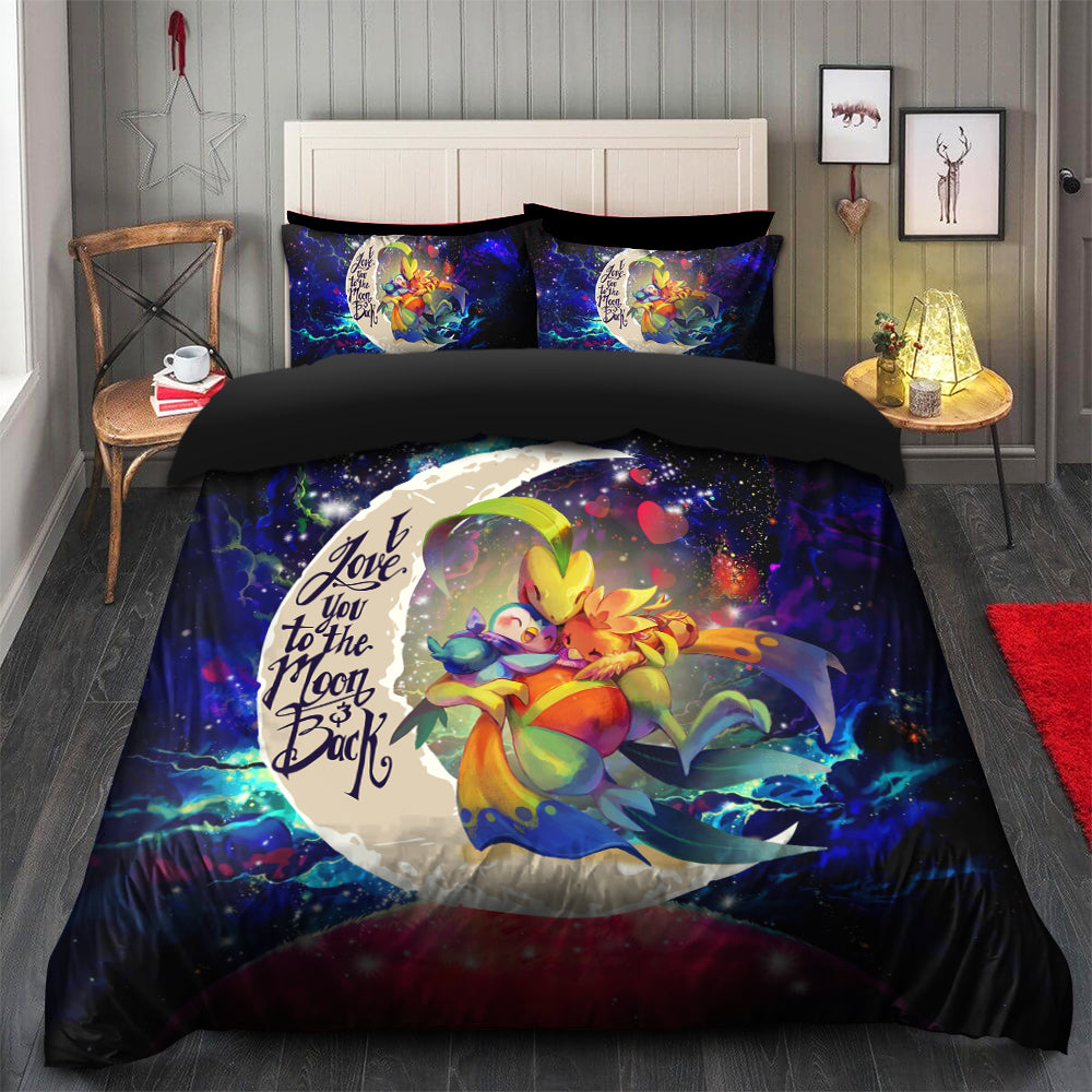 Torchic Grovyle Piplup Love You To The Moon Galaxy Bedding Set