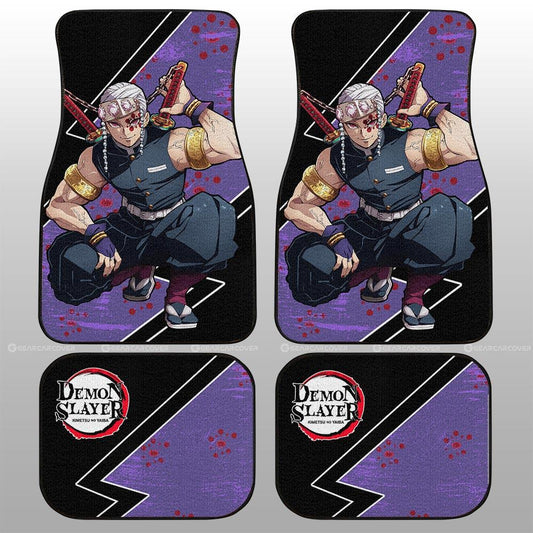 Demon Slayer Car Mats Tengen Uzui Pattern Demon Slayer Logo Car Floor Mats