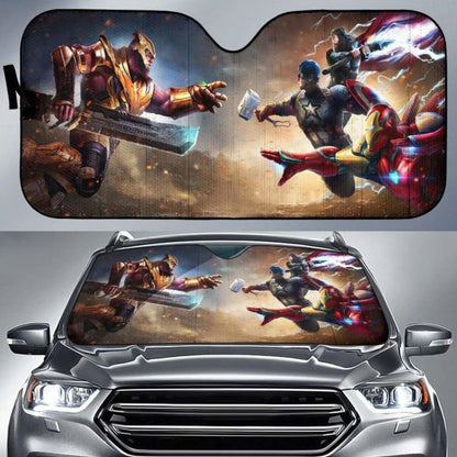 MV Car Sun Shade Thanos Vs Avengers Fight Winshield Sun Shade Colorful