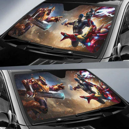 MV Car Sun Shade Thanos Vs Avengers Fight Winshield Sun Shade Colorful