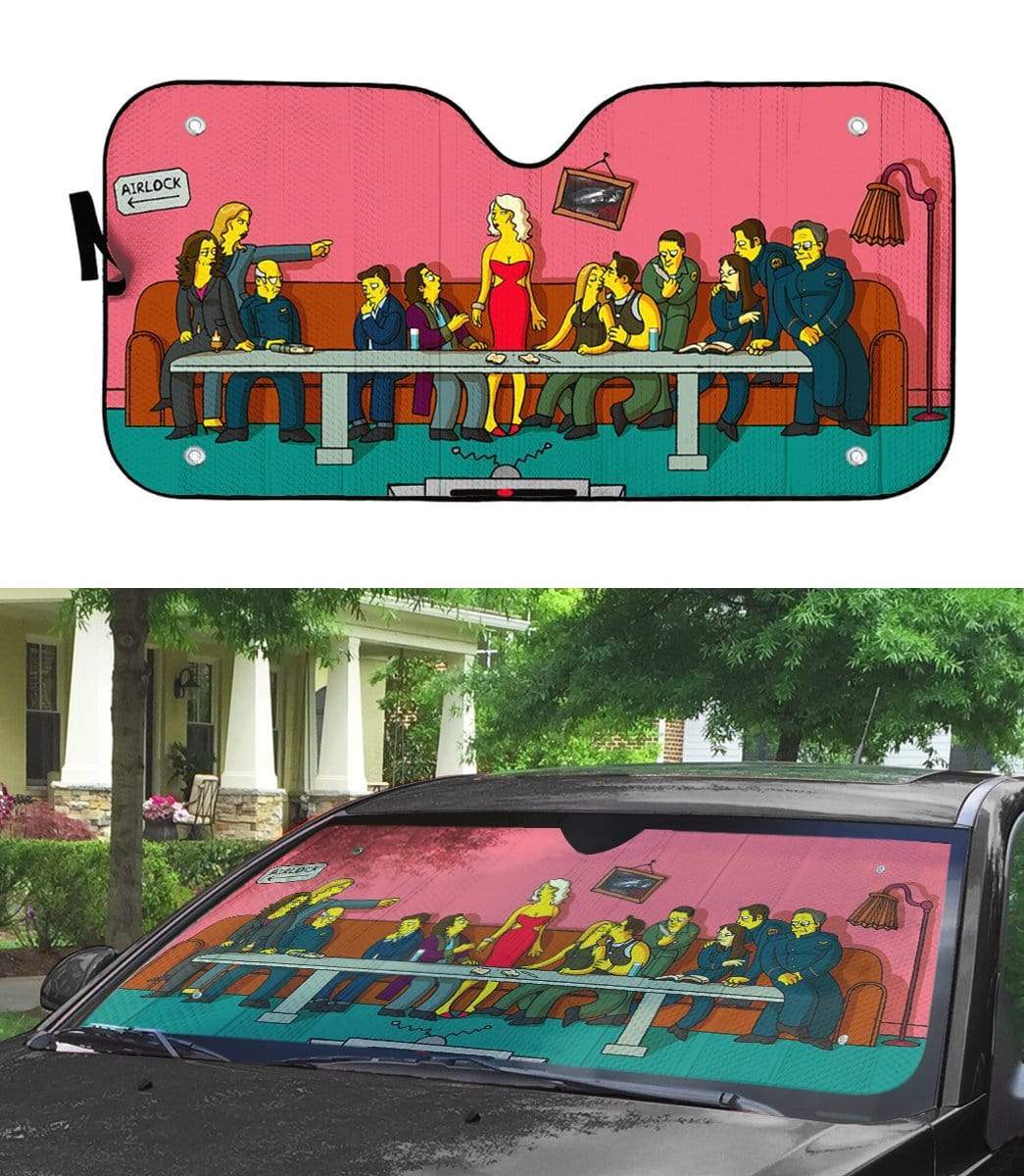 Gearhumans The Last Supper Simpsons Custom Auto Car SunShade