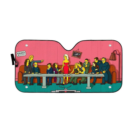 Gearhumans The Last Supper Simpsons Custom Auto Car SunShade