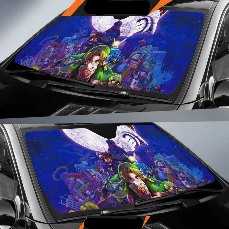 Legend Of Zelda Car Sun Shade The Legend Of Zelda Moon Graphic Winshield Sun Shade Colorful