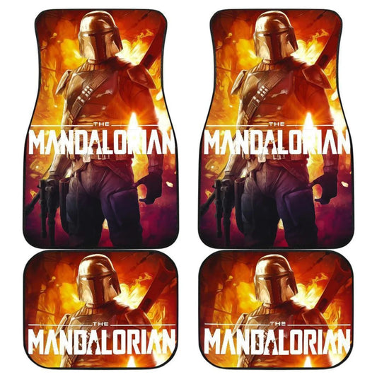 SW Car Mats SW The Mandalorian Fire Pattern Car Floor Mats Orange
