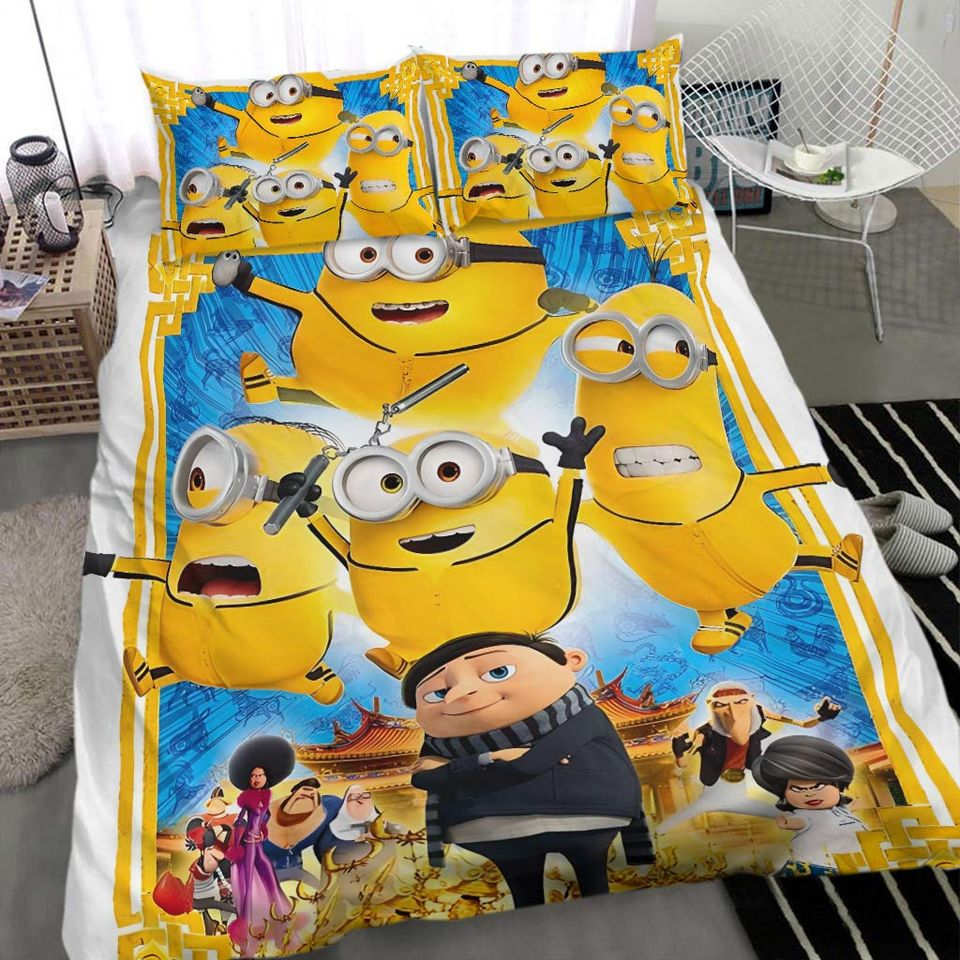 Minions Bedding Set Gru And Minions With Other Characters Duvet Covers Colorful Unique Gift