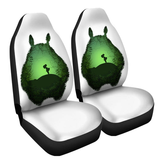 SGhibli Car Seat Covers Totoro And Child Silhouette Seat Covers White Green