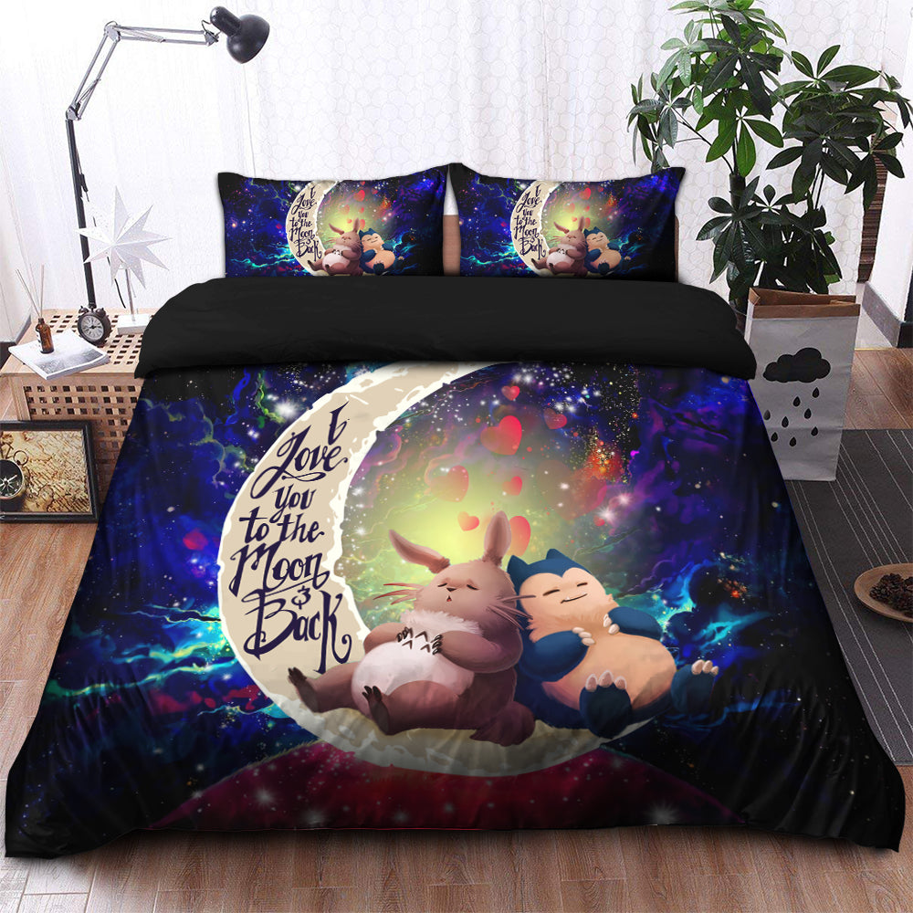 Totoro Ghibli Snorlax Love You To The Moon Galaxy Bedding Set