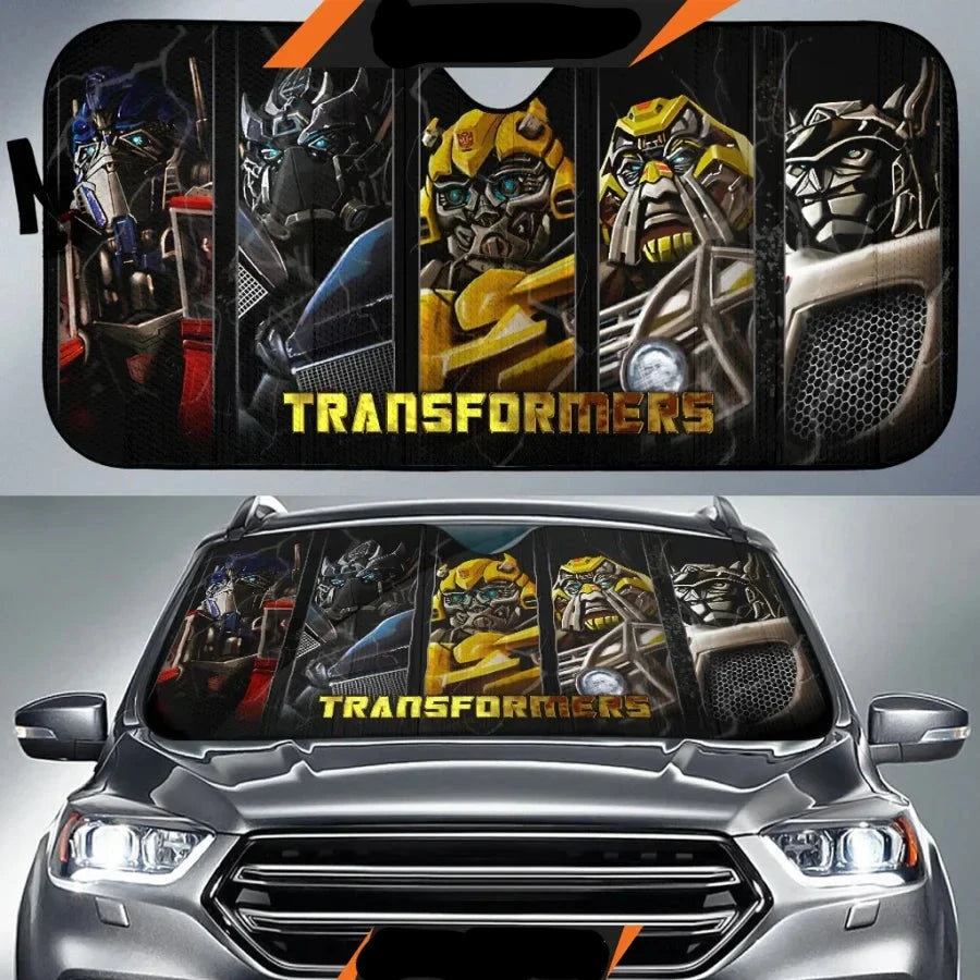 Transformer Car Sun Shade Transformer Bumblebee And Autobots Graphic Winshield Sun Shade Black Yellow