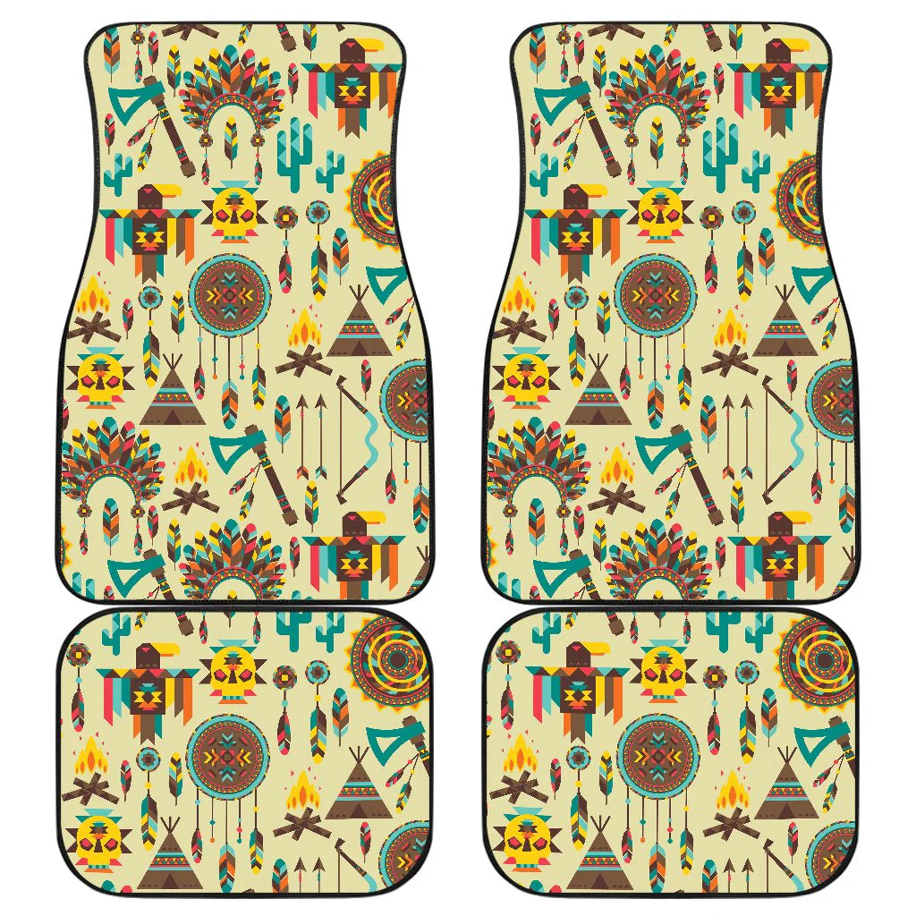 Native American Car Mats Native American Tribal Totem Tents Pattern Car Floor Mats Colorful