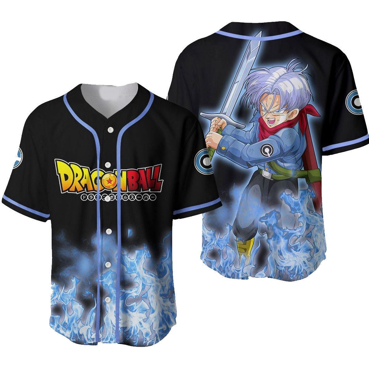 Dragon Ball Baseball Jersey Trunks Graphic Dragon Ball Jersey Shirt Bl ...