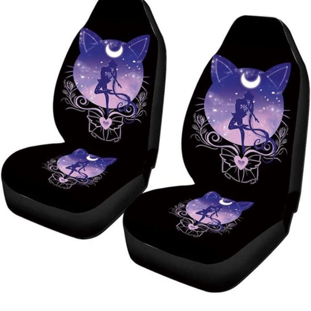 Sailor Moon Car Seat Covers Sailor Moon Sillhouette Luna Cat Pattern Seat Covers Black Purple