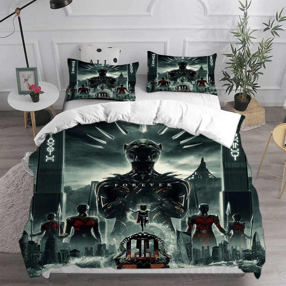 Black Panther Bedding Set MV Black Panther Charcters Wakanda Forever Duvet Covers Black Unique Gift