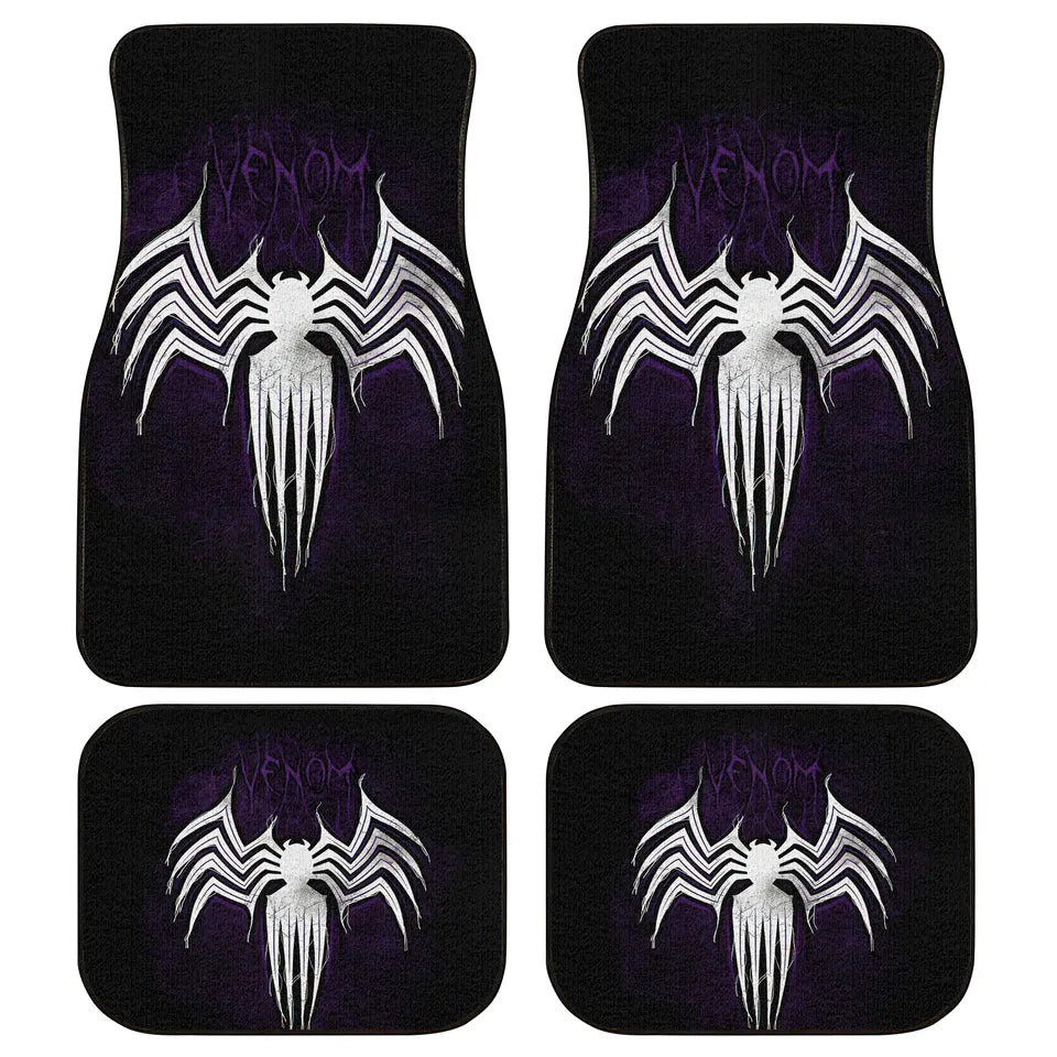 Venom Car Mats Venom Spider Symbol Graphic Car Floor Mats Black White