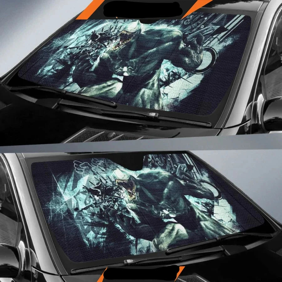 Venom Car Sun Shade Venom Anti-Hero Character Winshield Sun Shade Black