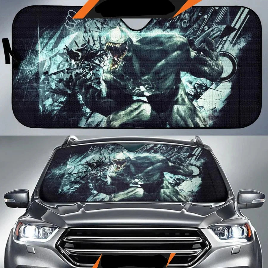 Venom Car Sun Shade Venom Anti-Hero Character Winshield Sun Shade Blac ...