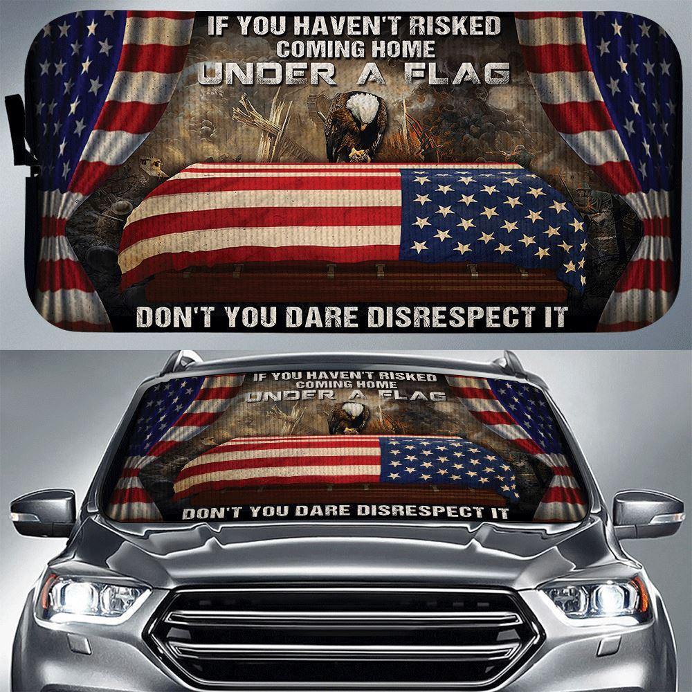 Veteran Car Sun Shade Dont You Dare Disrespect It Eagle Flag Winshield Sun Shade Brown