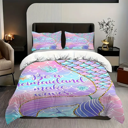 Mermaid Bedding Set Be A Mermaidland Make Waves Duvet Covers Colorful Unique Gift