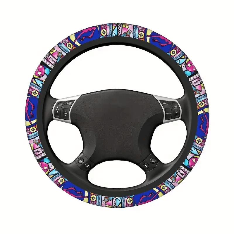 Sailor Moon Steering Wheel Cover Sailor Moon Silhouette Stained Glasses Driving Wheel Cover Colorful