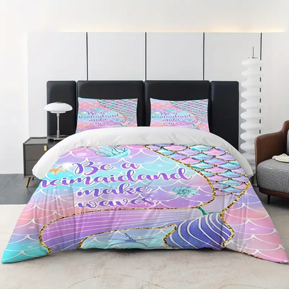 Mermaid Bedding Set Be A Mermaidland Make Waves Duvet Covers Colorful Unique Gift