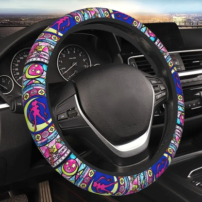 Sailor Moon Steering Wheel Cover Sailor Moon Silhouette Stained Glasses Driving Wheel Cover Colorful