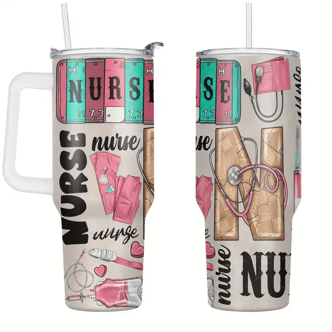 Nurse 40 Oz Tumbler Nurse Working Items Pattern Tumbler 40 Oz Colorful