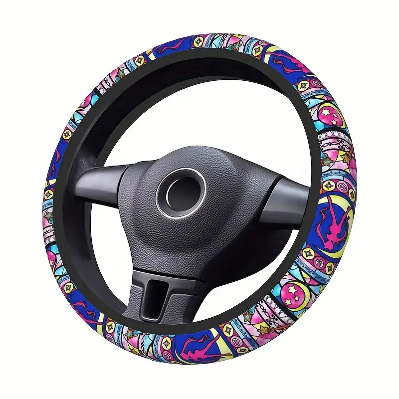 Sailor Moon Steering Wheel Cover Sailor Moon Silhouette Stained Glasses Driving Wheel Cover Colorful