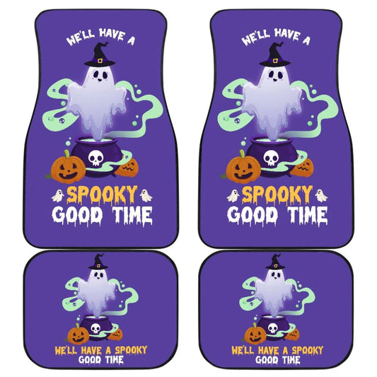 Halloween Car Mats Ghost We'll Have A Spooky Good Time Car Floor Mats Purple