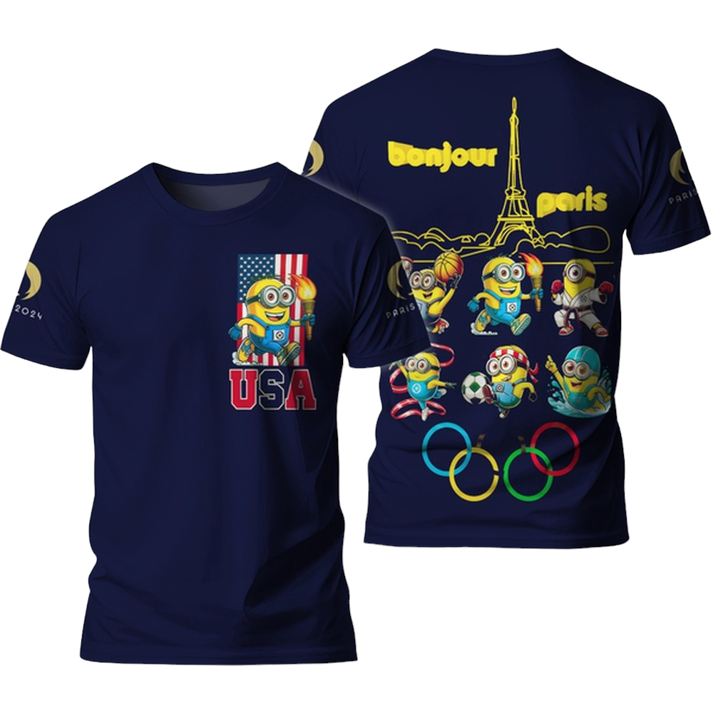 Minion T-shirt Olympic Paris 2024 Minion T-shirt Blue Unisex