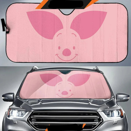 WTP Car Sun Shade The Piglet Face Graphic Winshield Sun Shade Pink