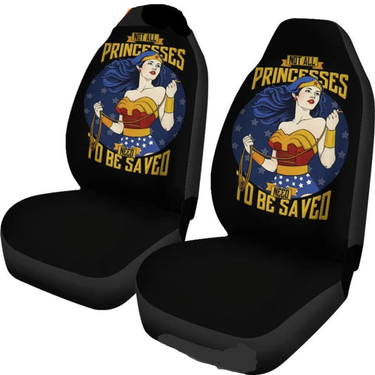 Wonder Woman Car Seat Covers DC Not All Princesses Need To Be Saved Seat Covers Black