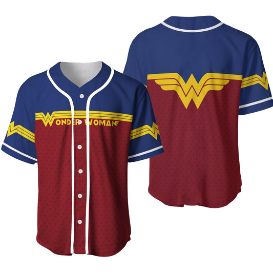 DC Jersey DC Superhero Wonder Woman Blue Red Yellow Jersey Shirt DC Baseball Jersey Wonder Woman Baseball Jersey