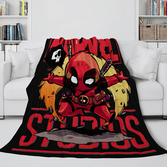 Deadpool Blanket MV Studio Deapool Anti-Herp Character Chibi Blanket Red Black