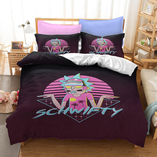 Rick And Morty Bedding Set Rick And Morty Schwifty Retro Vintage Duvet Covers Colorful Unique Gift