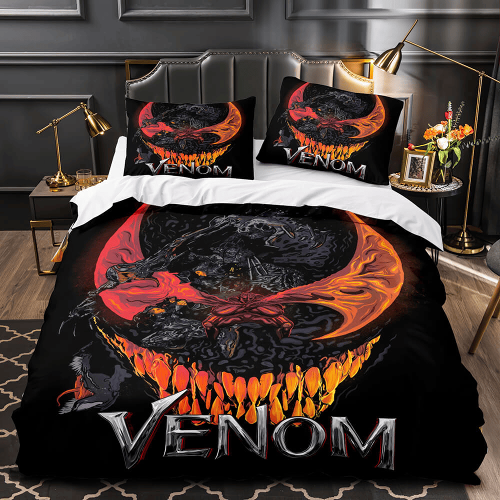 Venom Bedding Set MV Venom Symbiote Character Graphic Duvet Covers Black Unique Gift