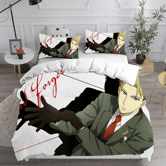 SpyxFamily Bedding Set Loid Forger Twilight Spy Character Duvet Covers White Unique Gift