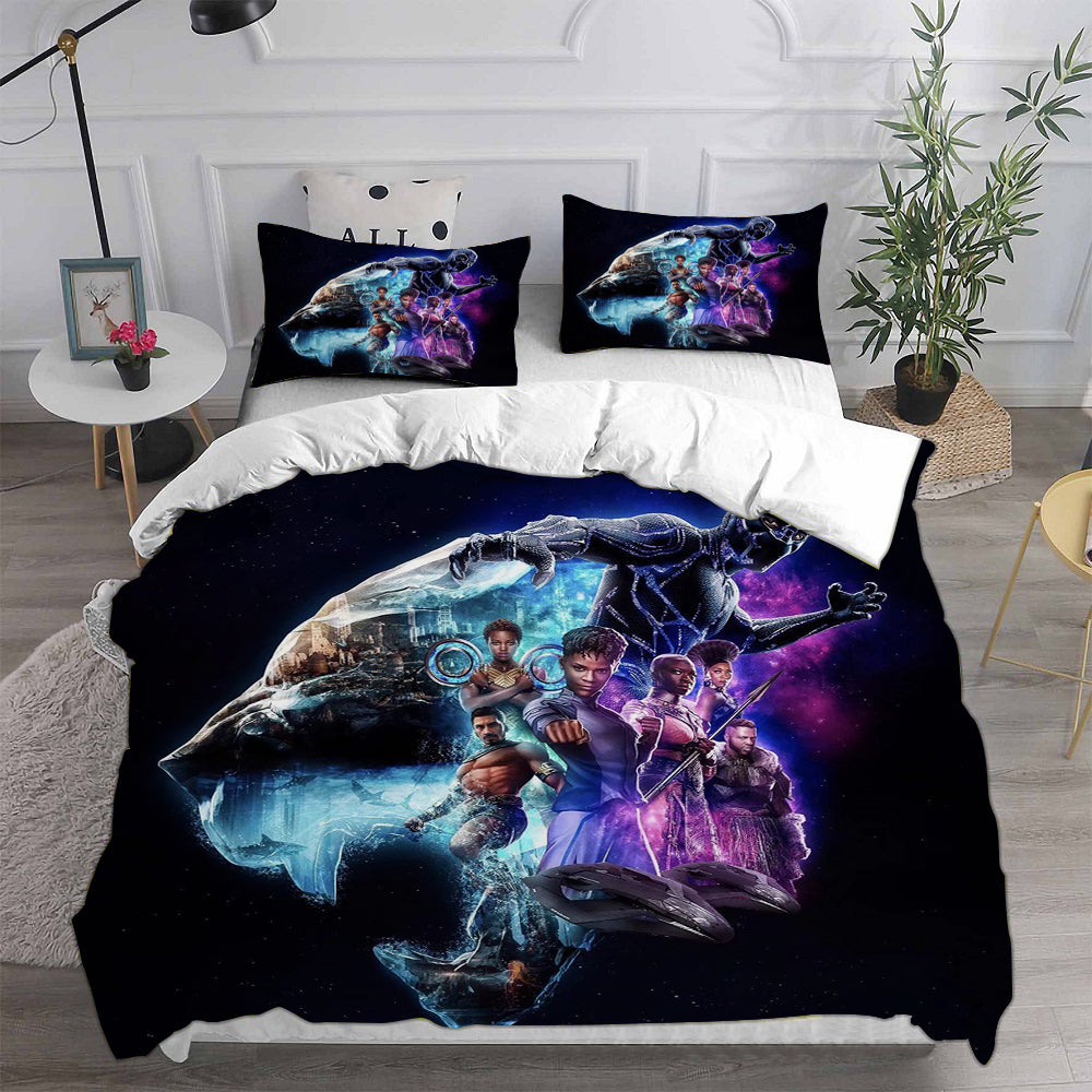 Black Panther Bedding Set MV Black Panther All Characters Posing Duvet Covers Black Unique Gift