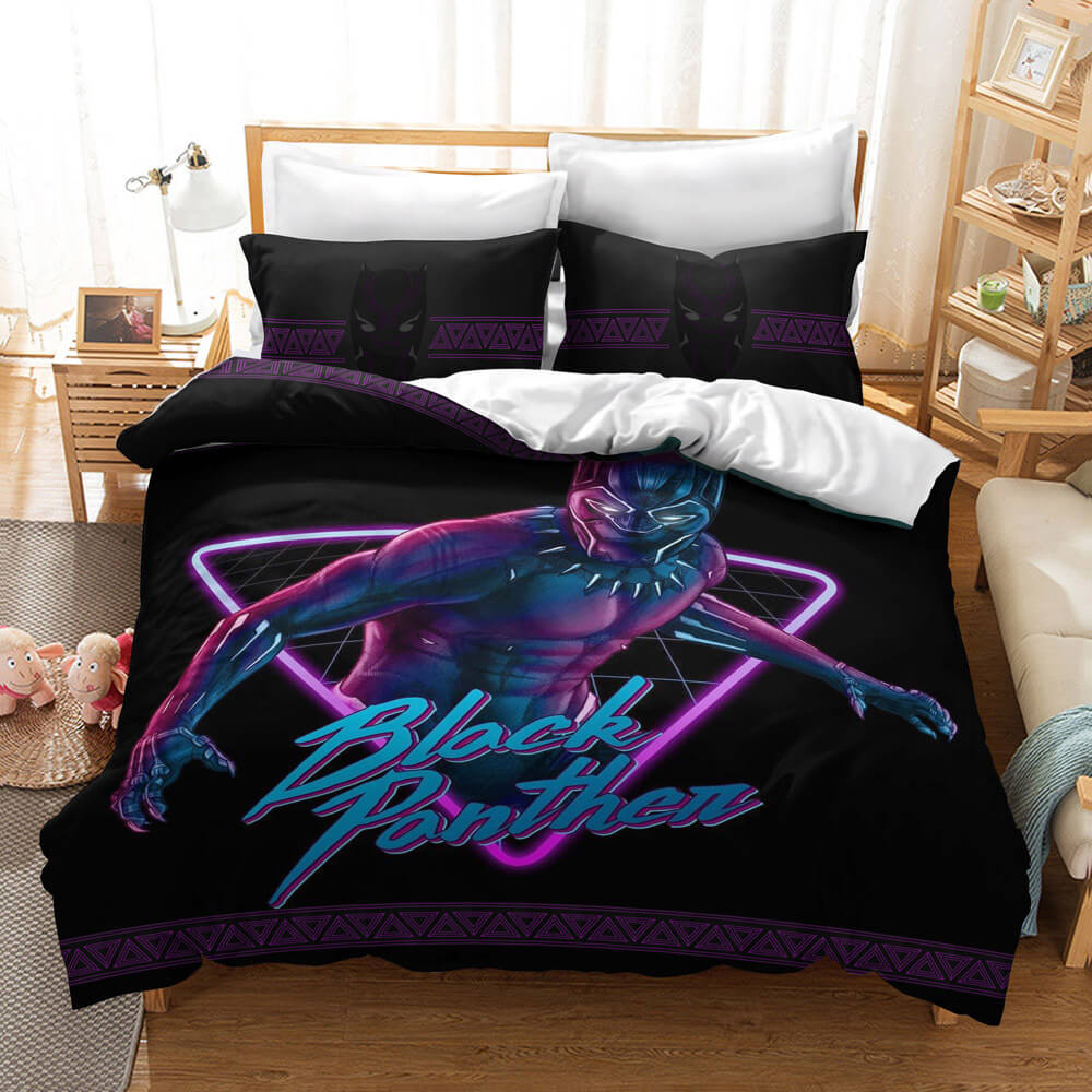 Black Panther Bedding Set MV Black Panther Superhero Pose Duvet Covers Black Unique Gift