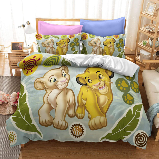 LK Bedding Set DN The Simba And Nala As Cub Duvet Covers Colorful Unique Gift