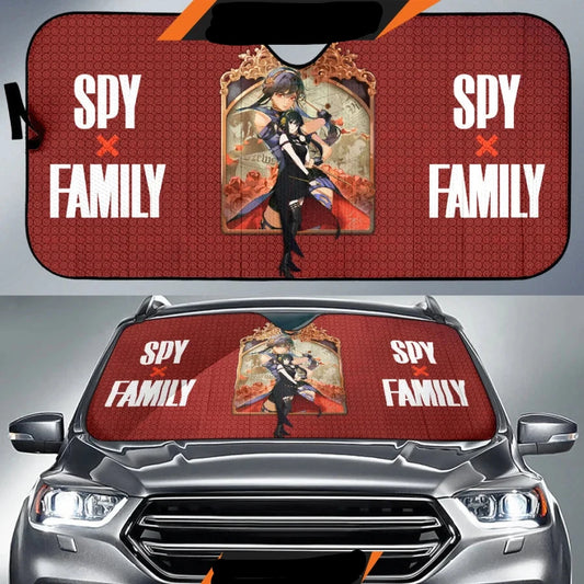 SpyxFamily Car Sun Shade SpyxFamily Yor Forger Frame Winshield Sun Shade Red