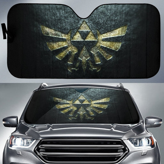 Legend Of Zelda Car Sun Shade Legend Of Zelda The Tri-force Symbol Winshield Sun Shade Black Yellow