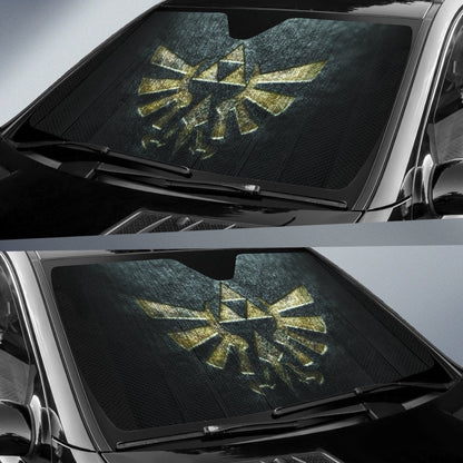 Legend Of Zelda Car Sun Shade Legend Of Zelda The Tri-force Symbol Winshield Sun Shade Black Yellow