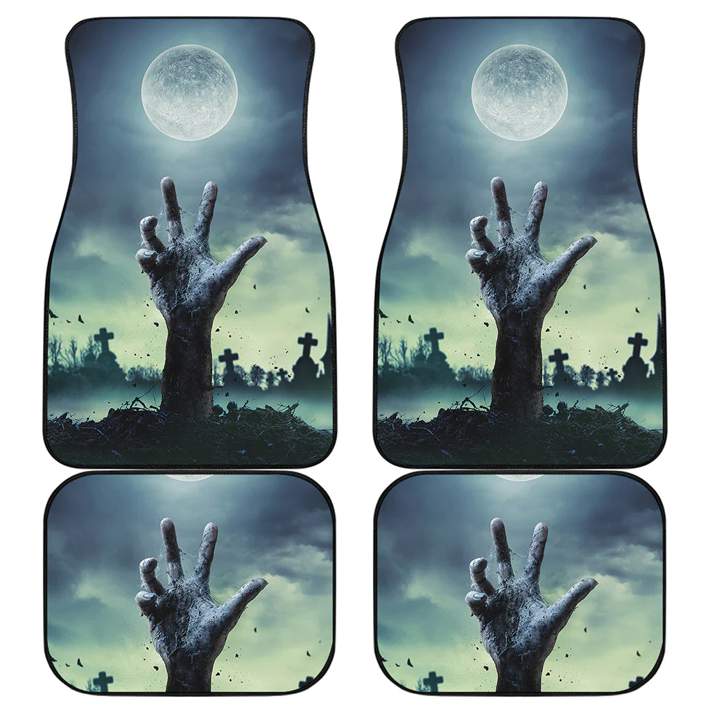 Halloween Car Mats Halloween Zombie Hand Rising From Grave Car Floor Mats Blue Gray