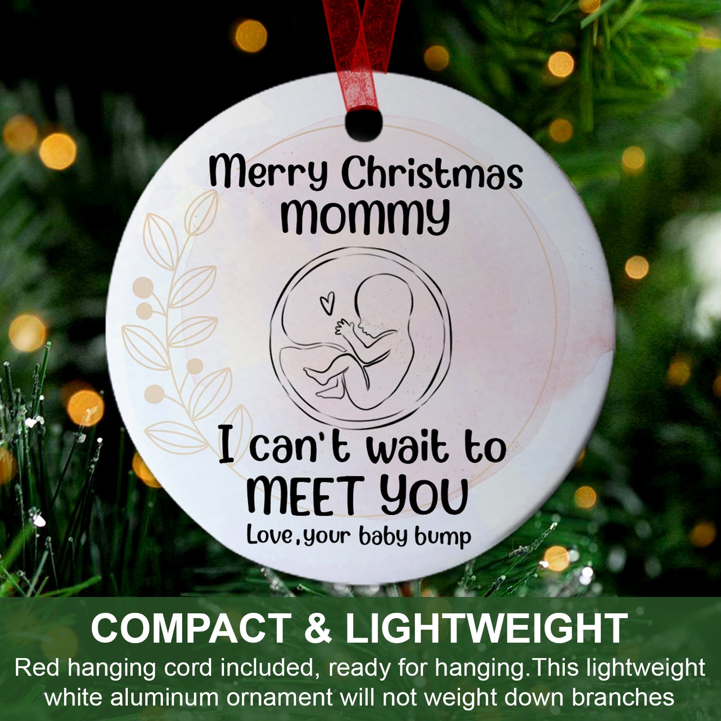 Merry Christmas Mommy Ornament I Can't Wait To Meet You Ornament Baby Keepsake Gift For New Parents New Mom - Aluminum Metal Ornament