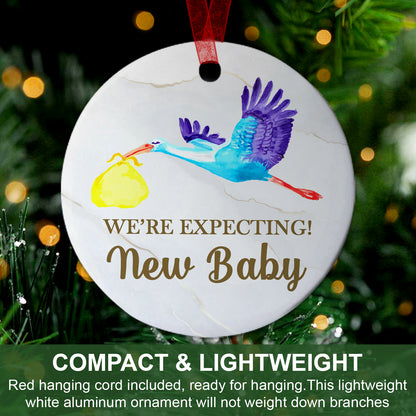 We're Expecting! New Baby Ornament Baby Coming Soon Ornament Expecting Baby Gift For New Parents-Aluminum Metal Ornament With Ribbon